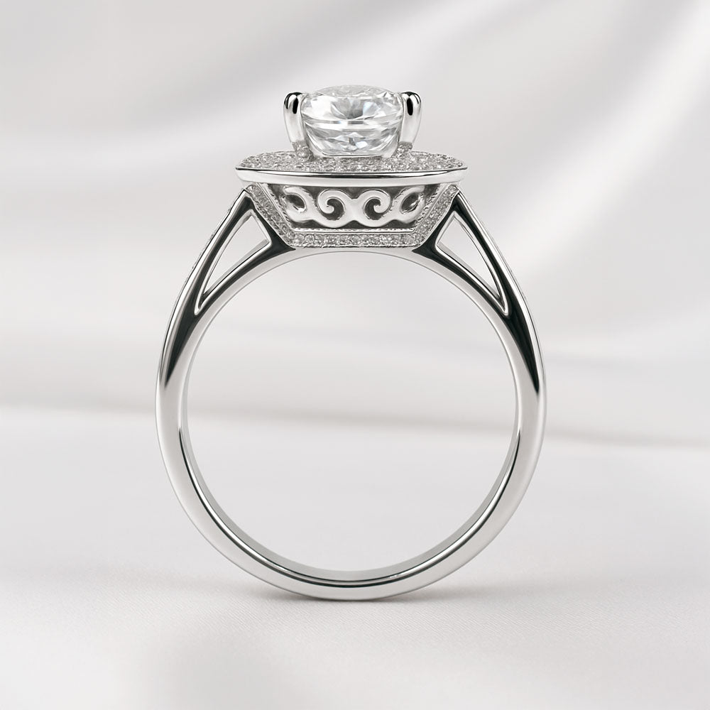 2.33 ct. Natural Round Diamonds Halo Wedding Ring in 14k White Gold