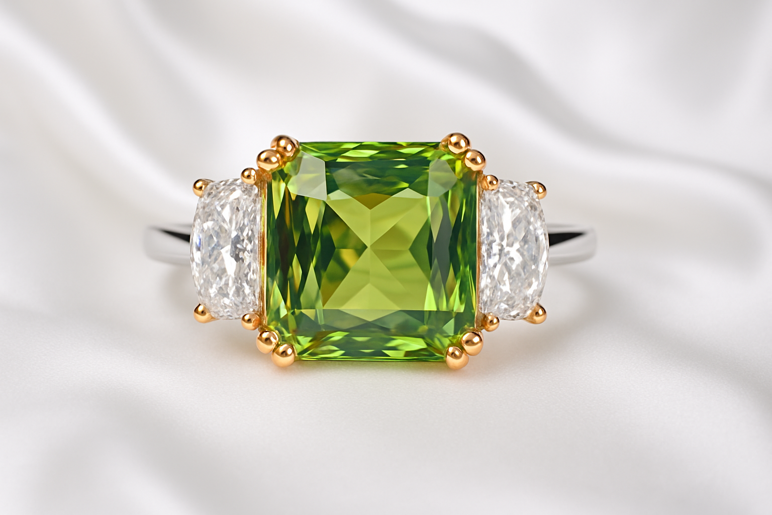 6.06 TCW Alexandrite Diamond Ring Set in 14K White Gold, GIA Certified 5.06 ct. Center Stone