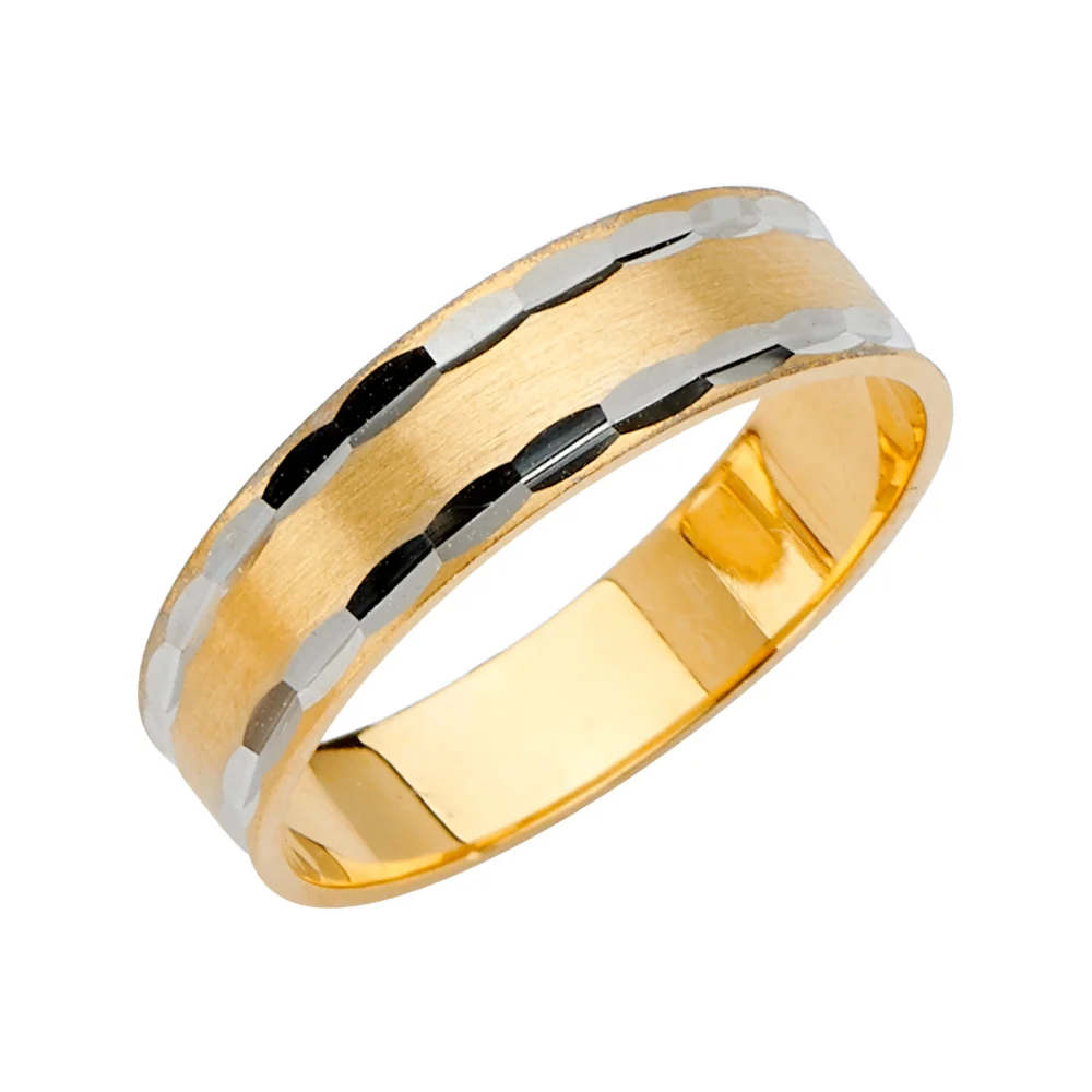 6.0mm Designer Wedding Band in 14k Yellow & White Gold