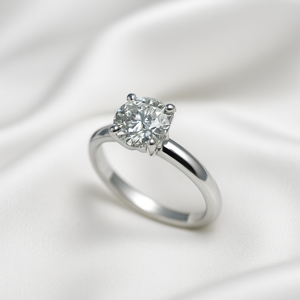 GIA 1.78 ct. Natural Round Diamond Solitaire Ring in 14k White Gold