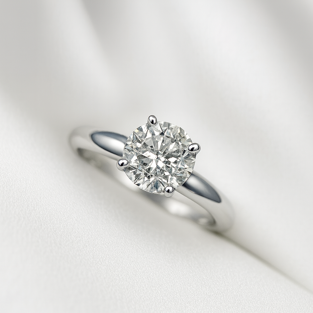 GIA 1.78 ct. Natural Round Diamond Solitaire Ring in 14k White Gold