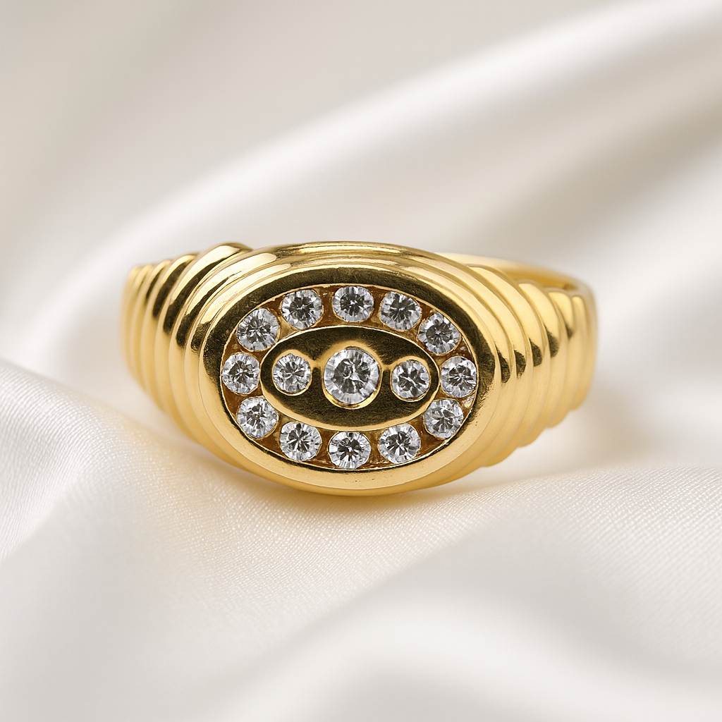 0.75 ct. Step/Dome Natural Diamond Ring in 14K Yellow Gold