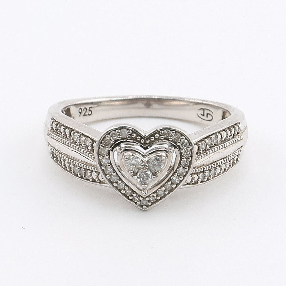 1.00 ct. Natural Round Heart Shaped Engagement Ring in 10K White Gold
