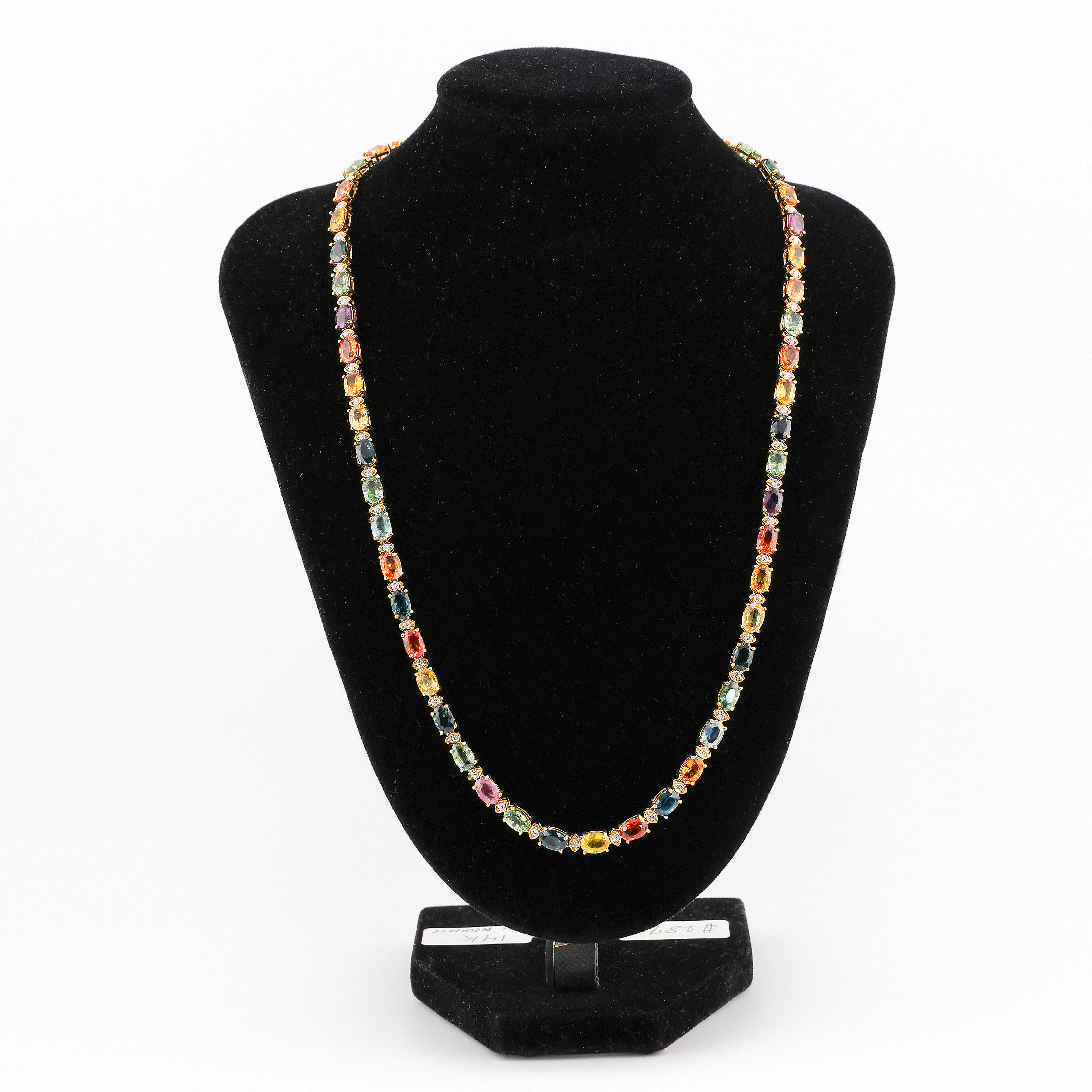 41.3 ct. Multi-Colored Sapphire Necklace in 18ct Yellow Gold