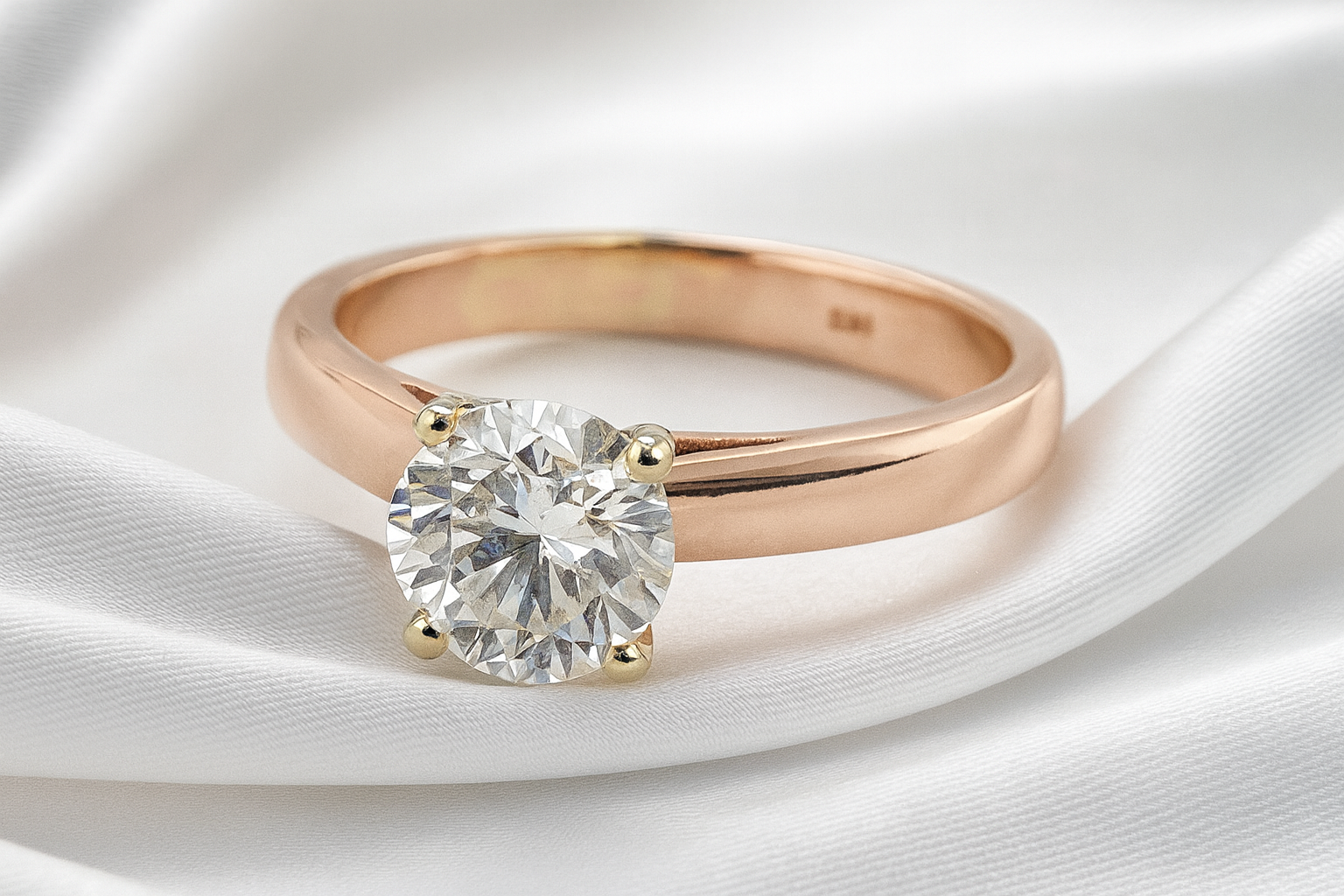 2.05 ct. Natural Round Diamond Solitaire Ring in 10k Rose Gold