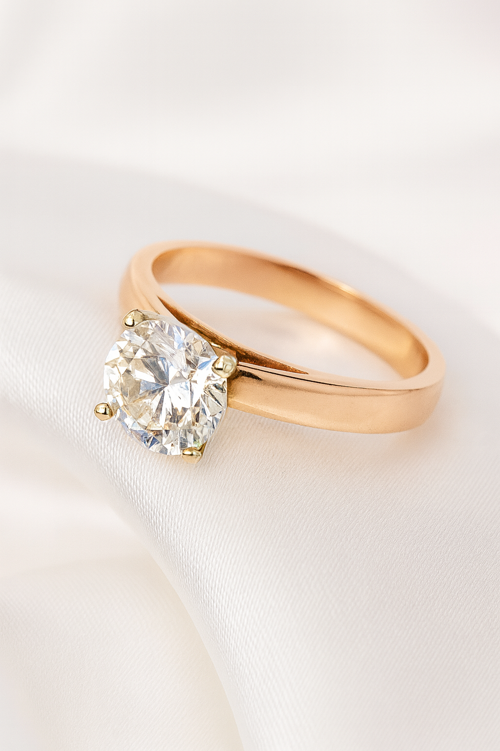 GIA 2.05 ct. Natural Round Diamond Solitaire Ring in 10k Rose Gold