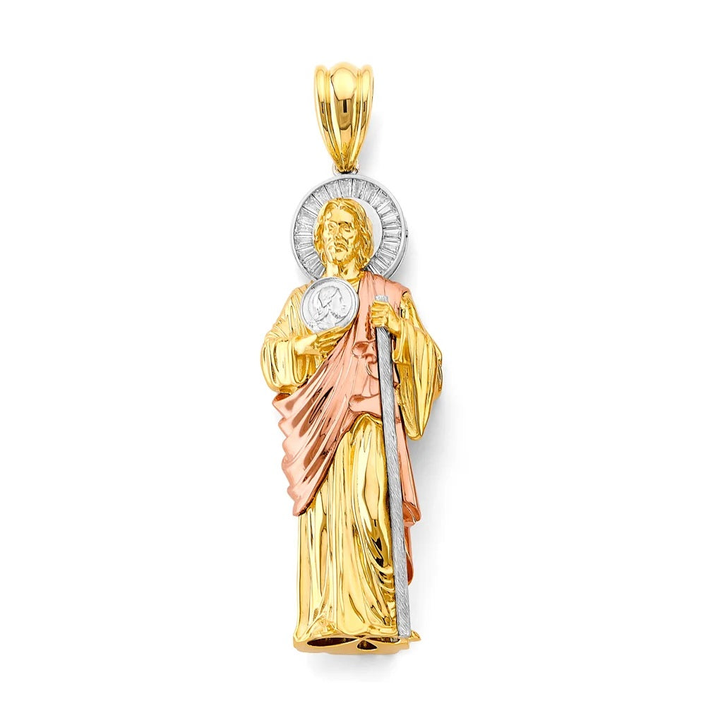 St. Jude Thaddeus Diamond Pendant in 14k White, Yellow & Rose Gold