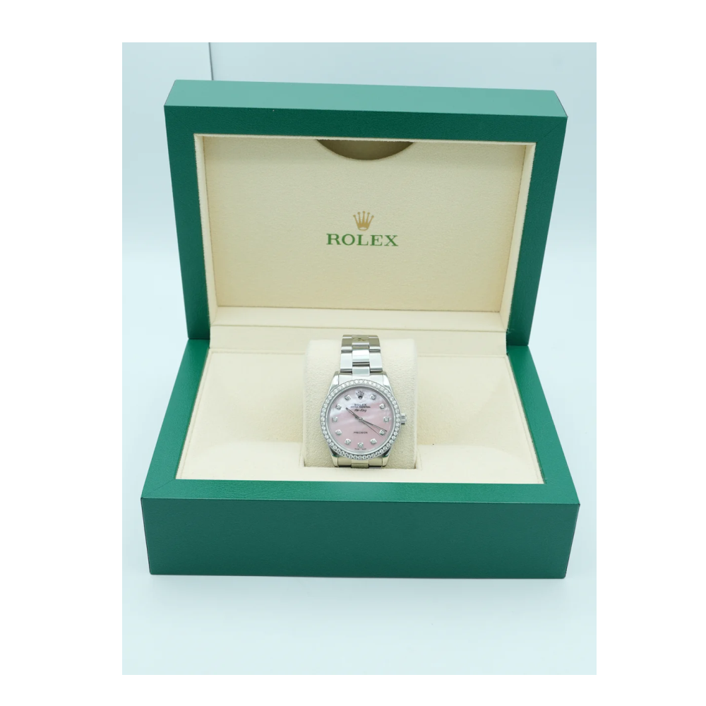 Rolex 14000 Air King 34 mm Custom Diamond Bezel Custom Diamond Dial Oyster Bracelet 1996