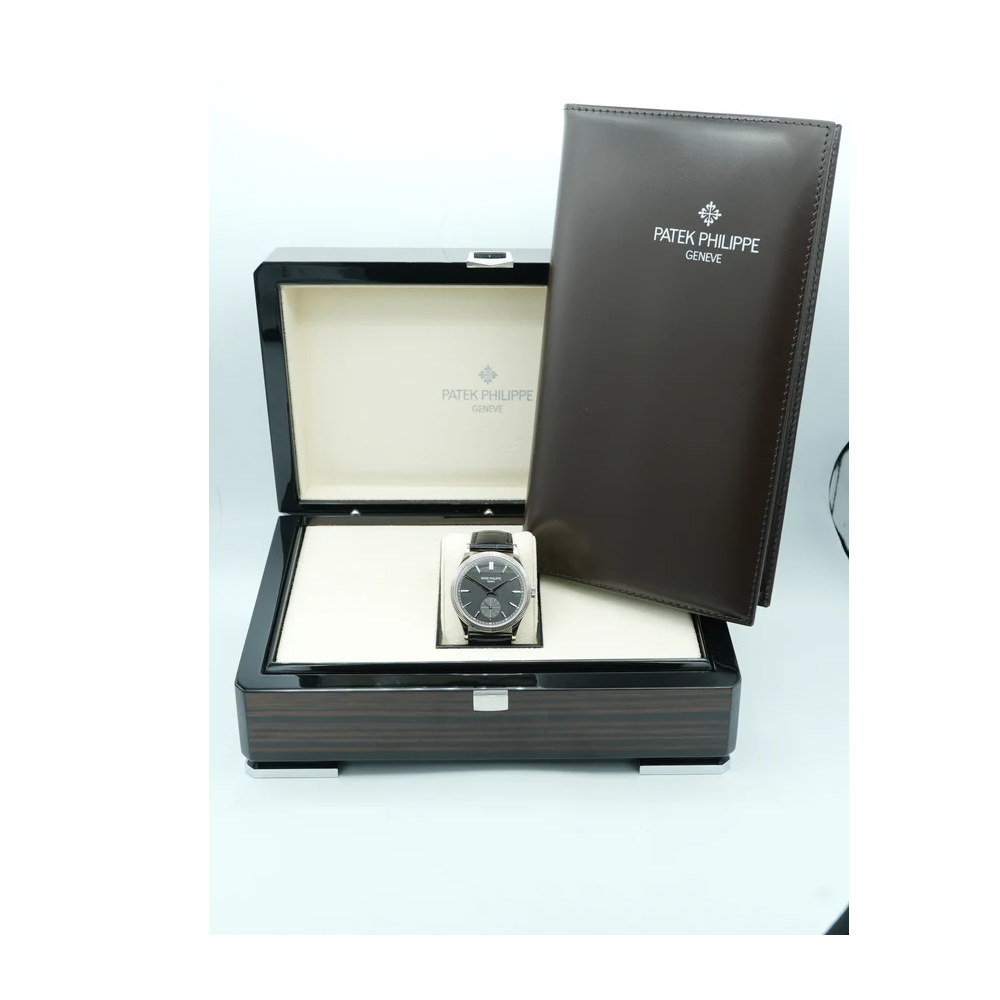 Patek Philippe 6119G-001 Calatrava 18K White Gold Black Dial Black Leather Strap Complete Set 2024