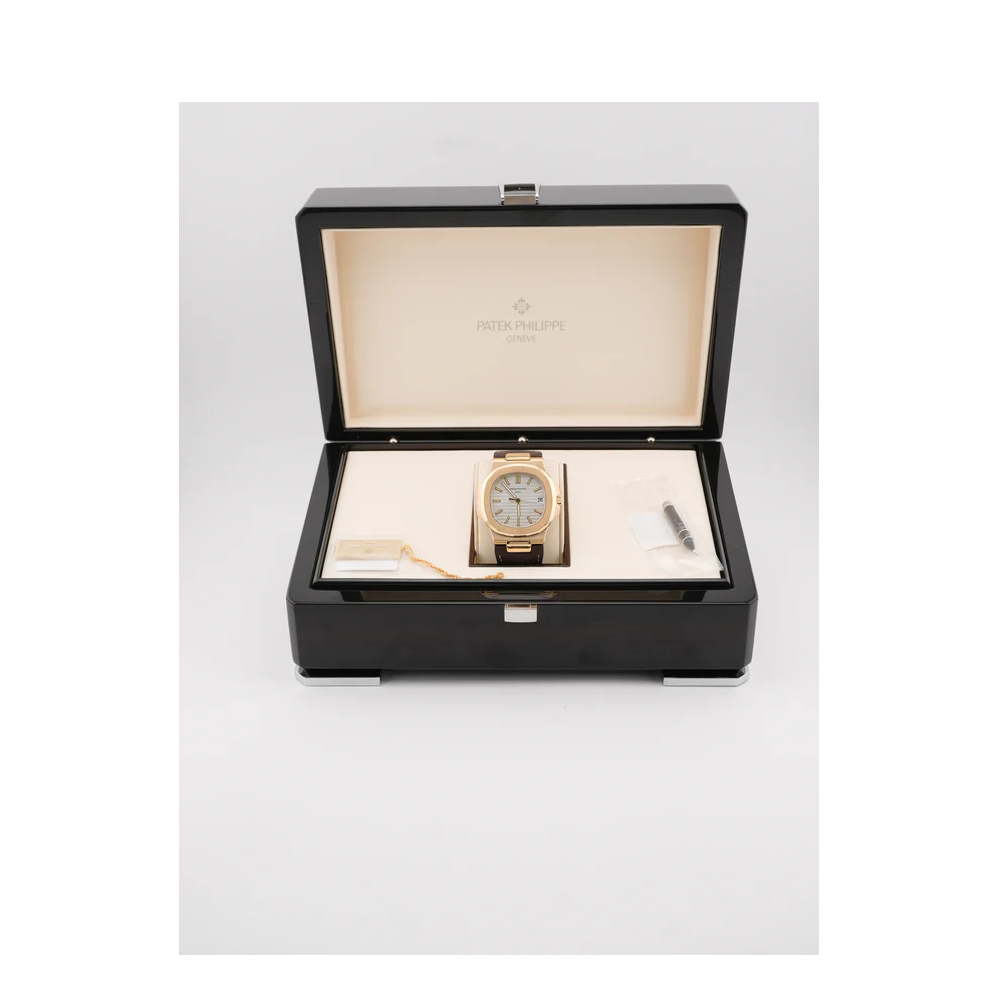 Patek Philippe 5711J-001 Nautilus 18K Yellow Gold White Index Dial Brown Leather Strap Original Box 2007