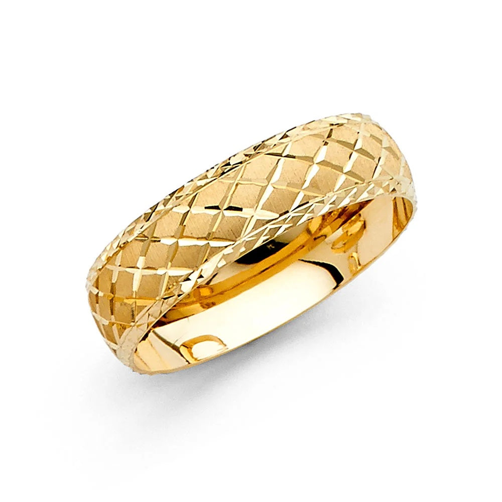 6.0mm Designer Wedding Band in 14k Yellow Gold