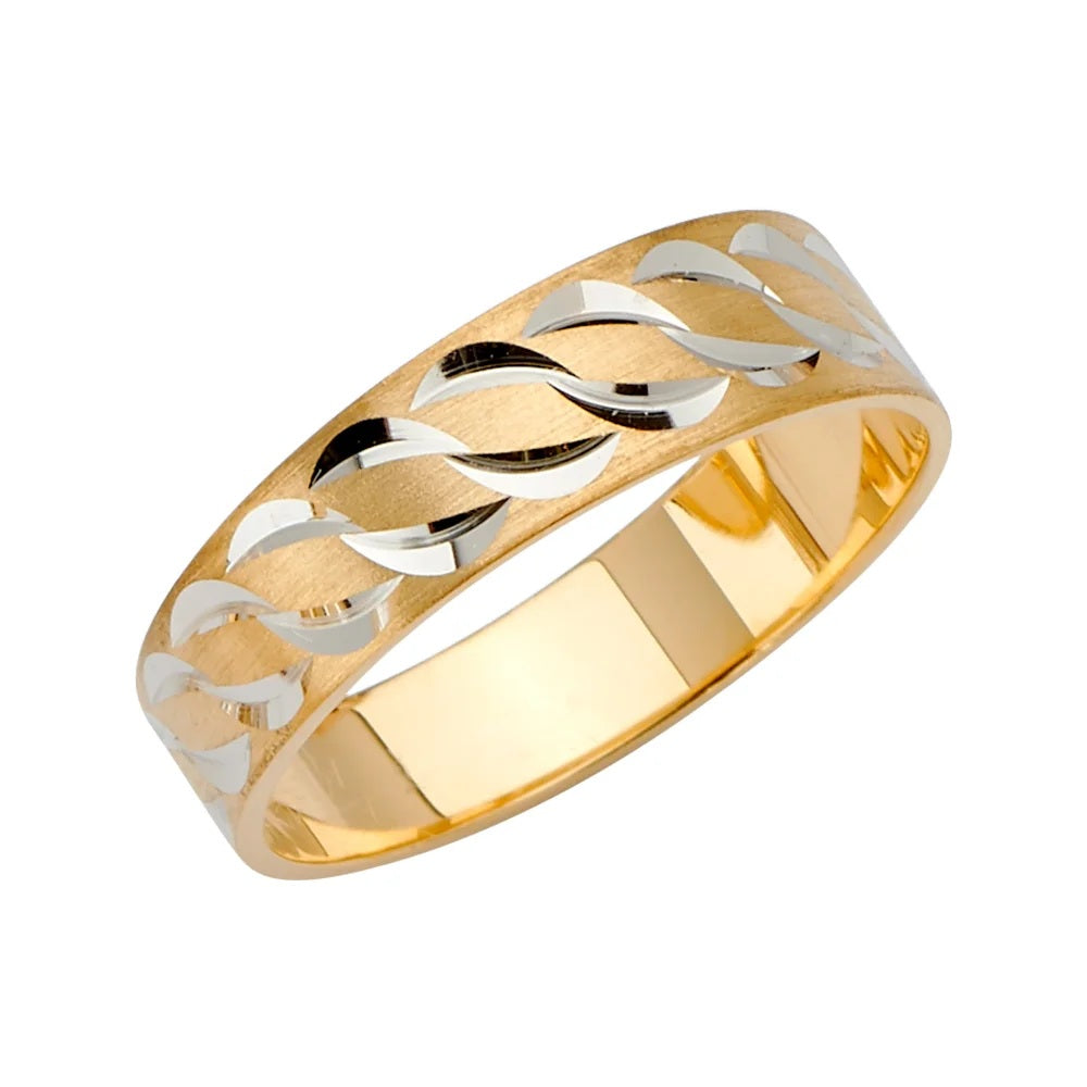 6.0mm Designer Wedding Band in 14k Yellow & White Gold