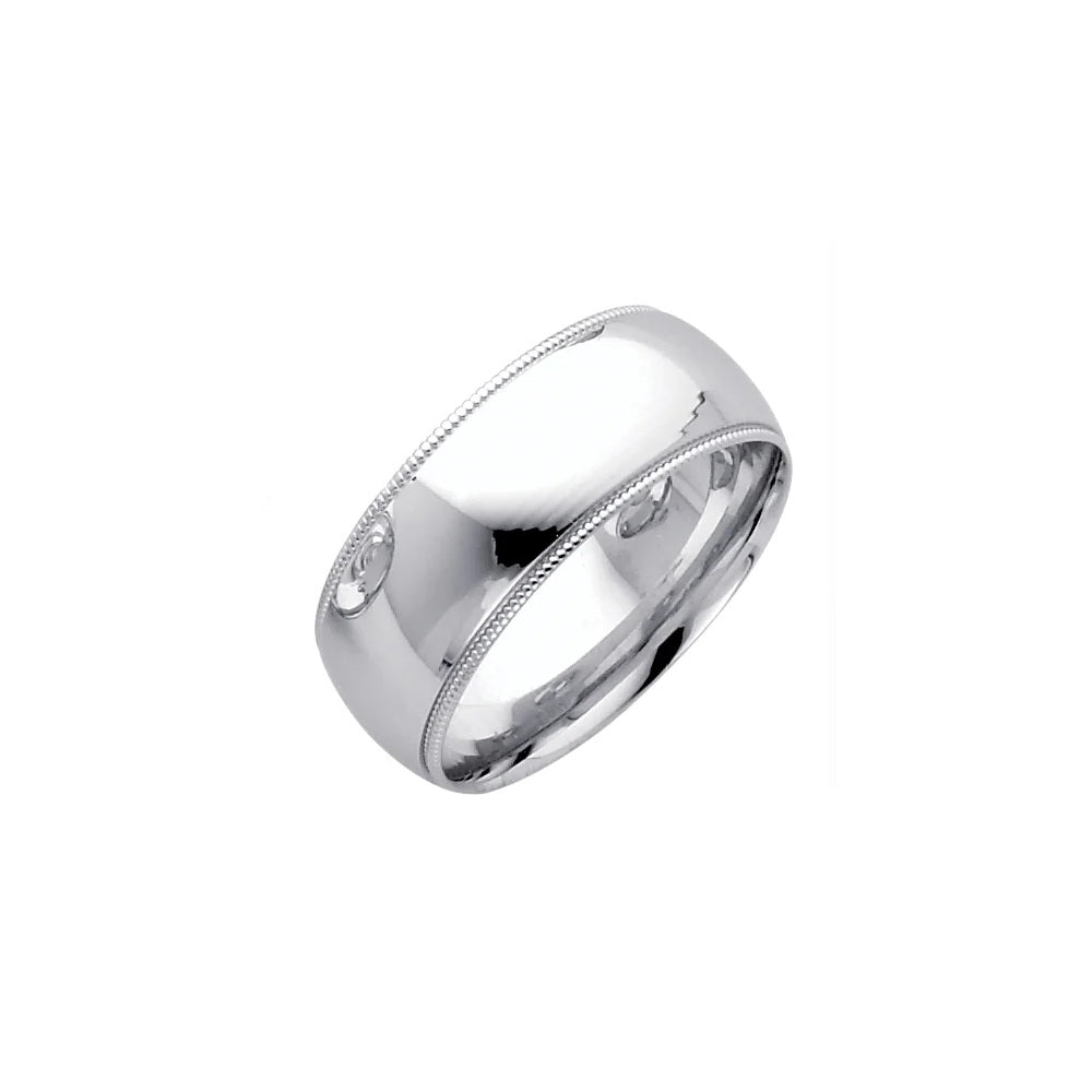 8.0 mm Milgrain Comfort Fit Wedding Band in 14k Yellow or White Gold