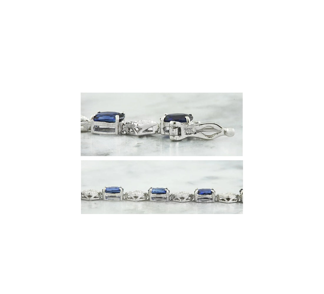 8.50 ct. Natural Blue Sapphires & Diamonds Bracelet in 18k White Gold