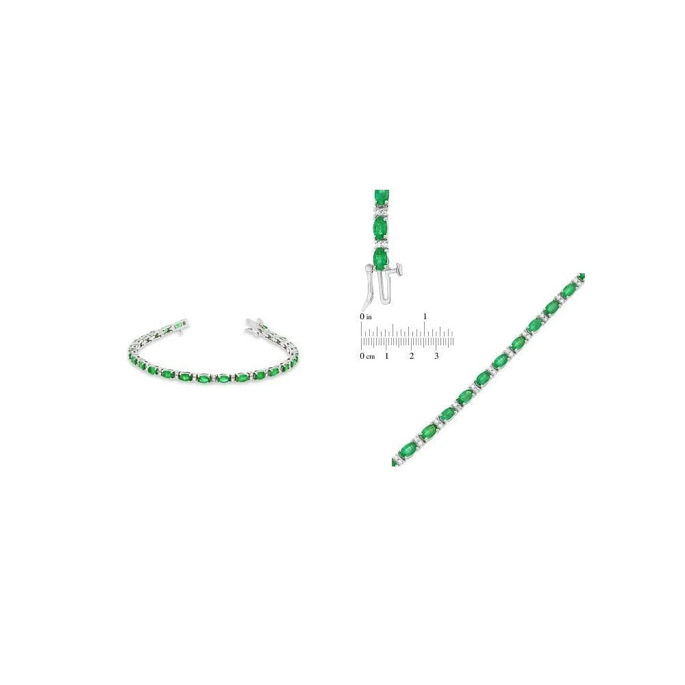 5.50 ct. Natural Emeralds & Diamonds Bracelet in 14k White Gold