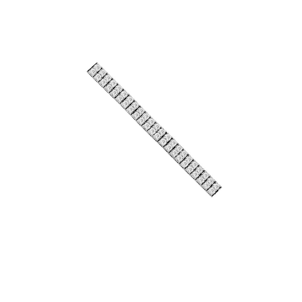 7.0" 7.00 ct. Two Row Natural Round Diamonds Bracelet in 14k White Gold