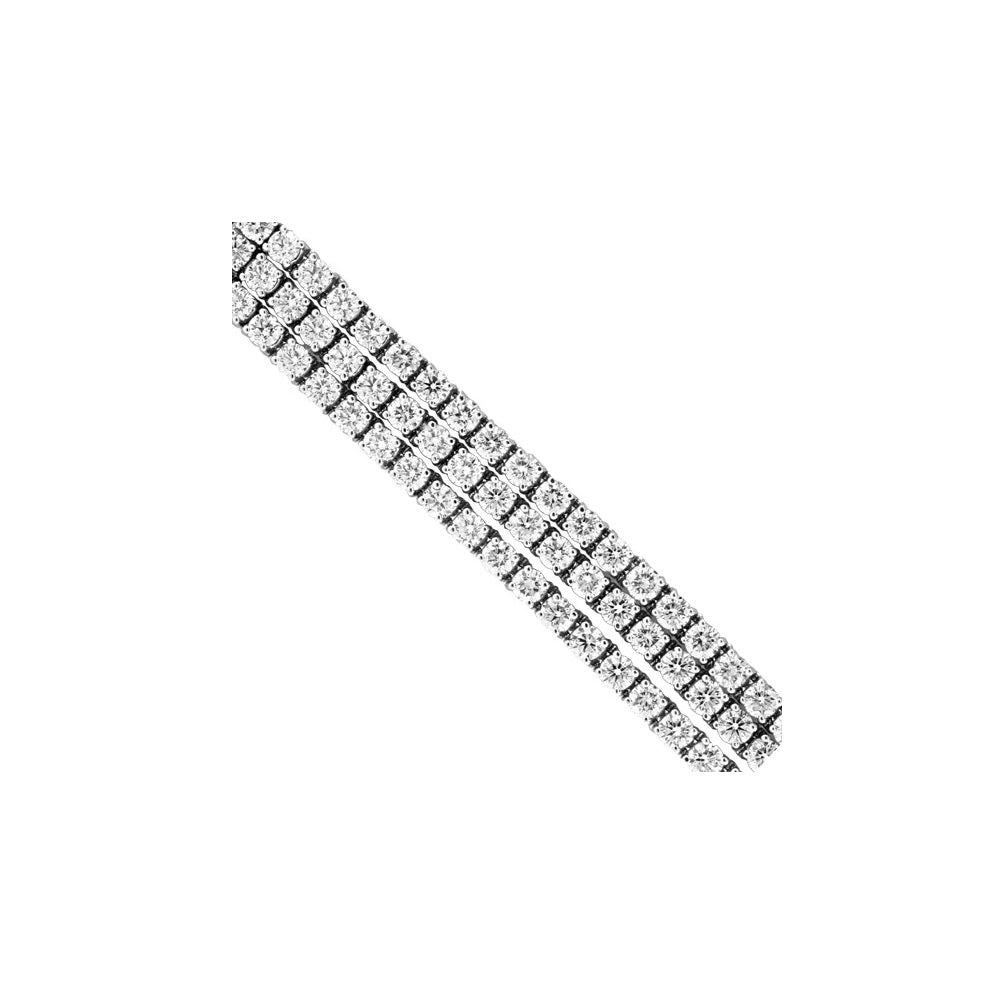 7.0" 24.06 ct. Natural Round Diamond Three Row Tennis Bracelet in 14k White Gold