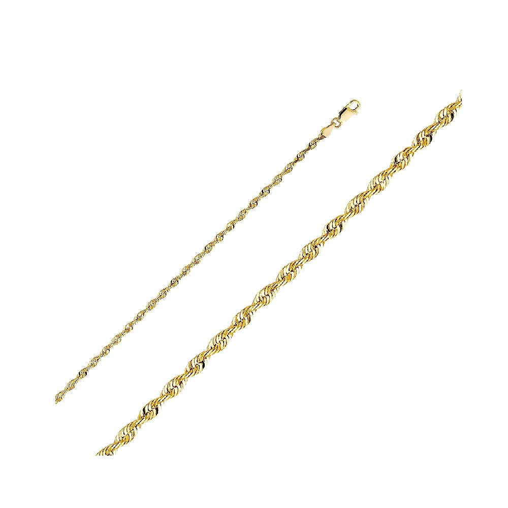 8.0" 3.0mm Rope Bracelet in 14k Yellow Gold