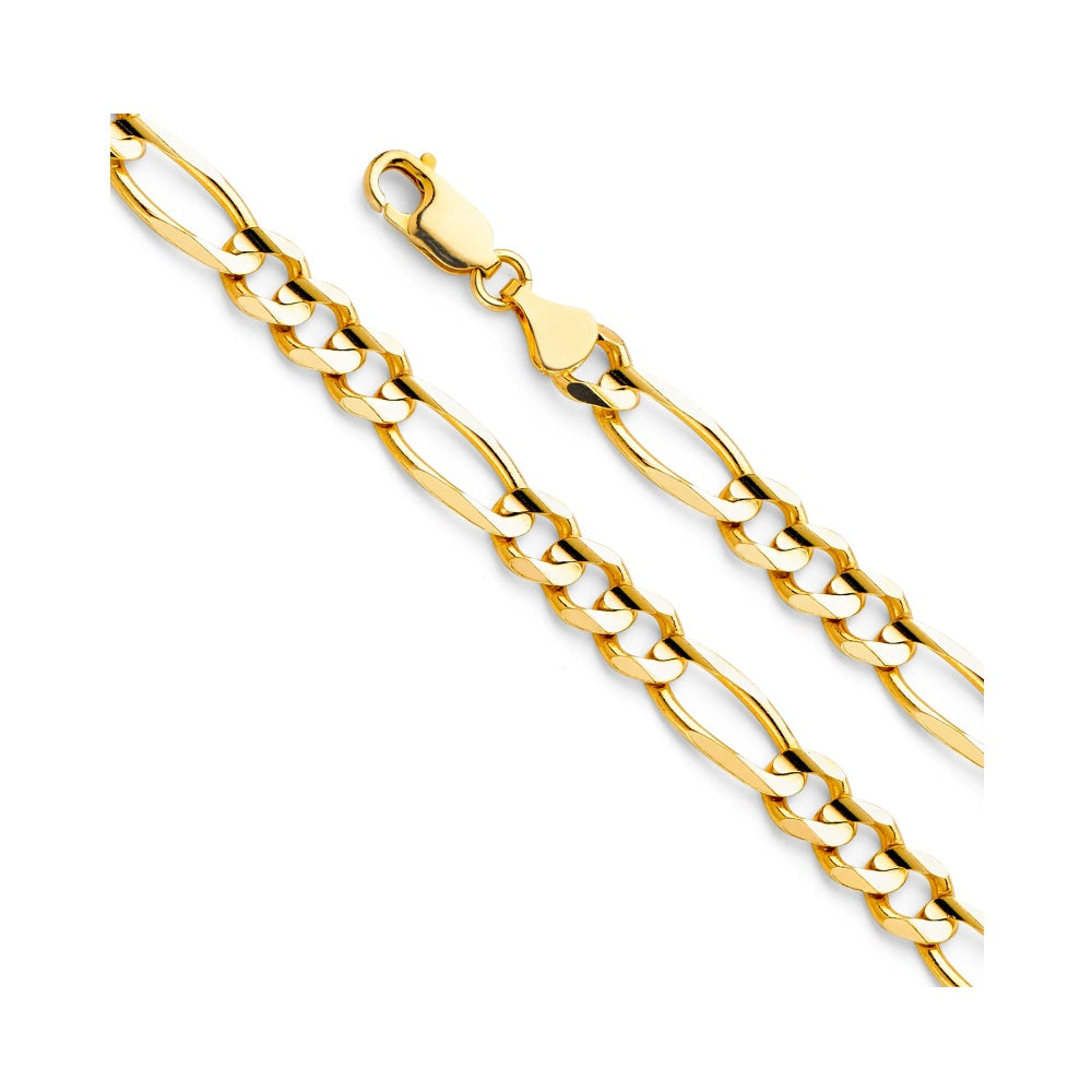 26" 8.8mm Hollow Figaro 3+1 Chain in 14k Yellow Gold