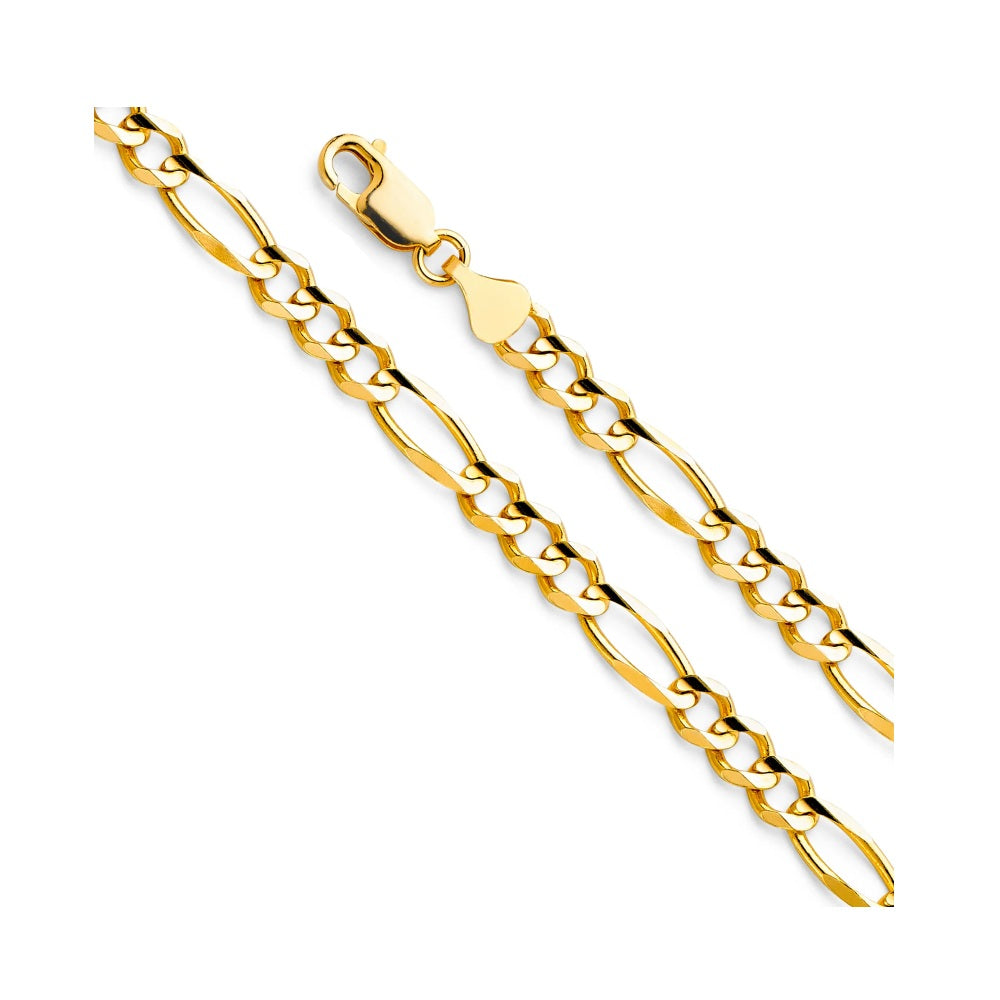 26" 9.5mm Hollow Figaro 3+1 Chain in 14k Yellow Gold