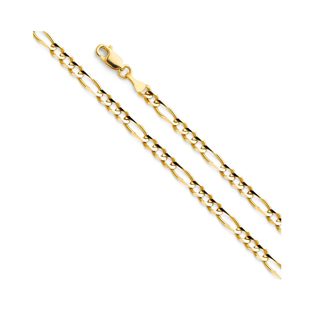26" 4.7mm Figaro 3+1 Concave Chain in 14k Yellow Gold