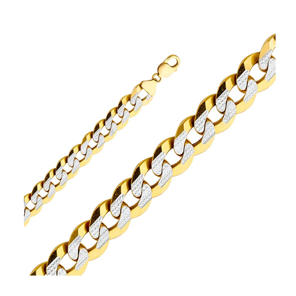 9.0" 14.0mm Cuban Bracelet in 14k Yellow & White Gold