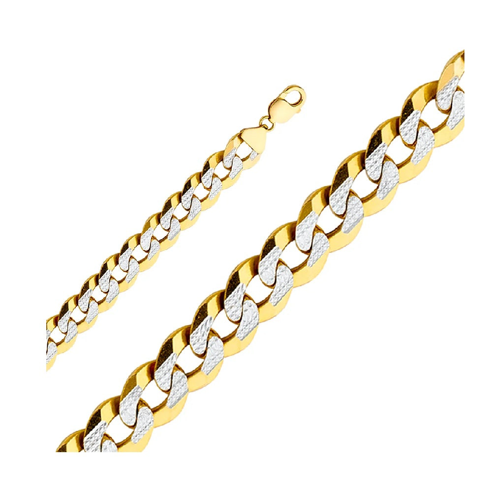 26" 14.0mm Miami Cuban Link Necklace in 14k Yellow & White Gold