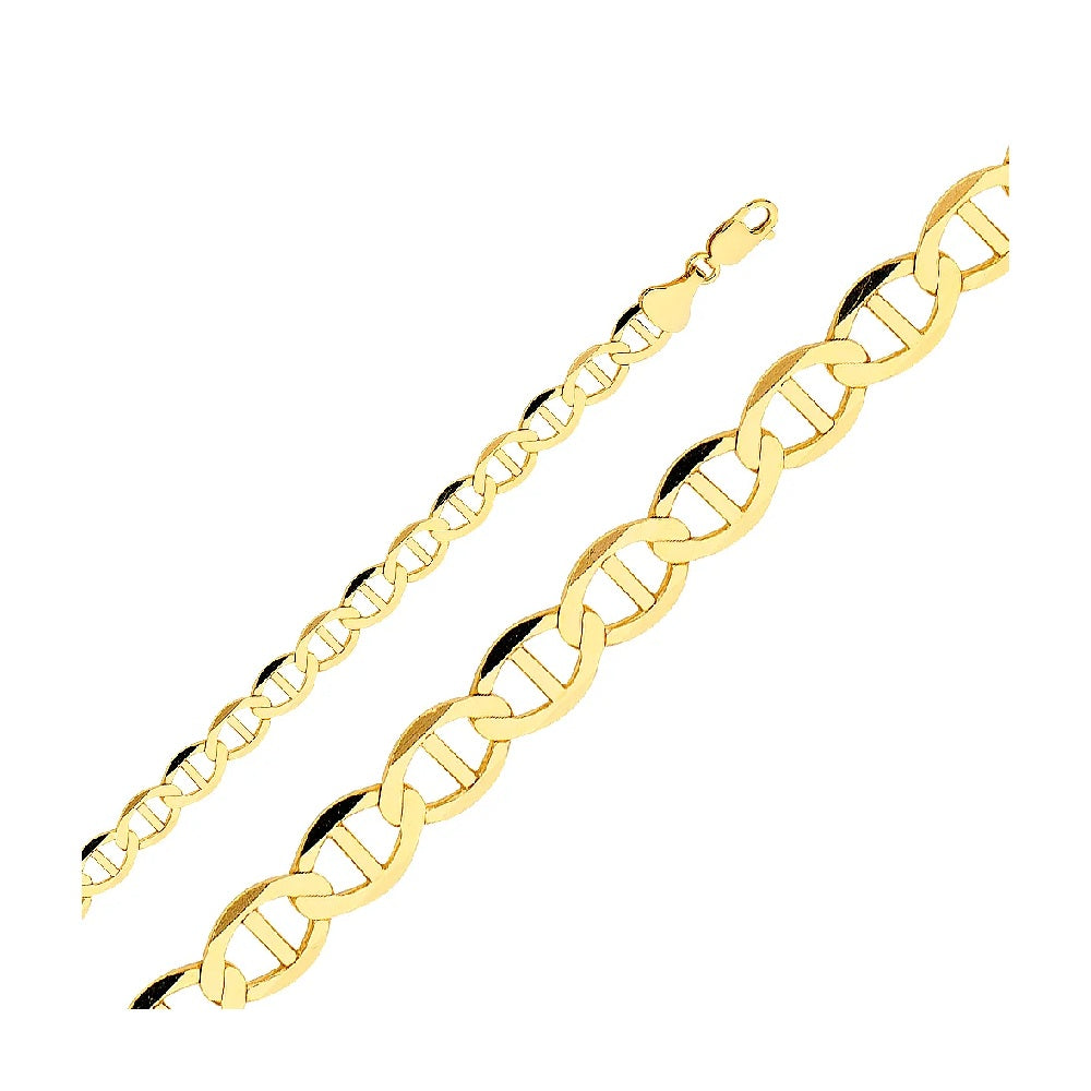 8.5" 7.7mm Flat Mariner Bracelet in 14k Yellow Gold