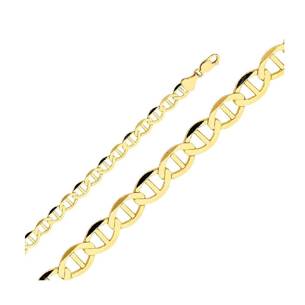26" 7.7mm Flat Mariner Chain in 14k Yellow Gold