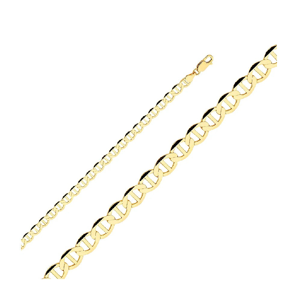7.5" 5.5mm Flat Mariner Bracelet in 14k Yellow Gold