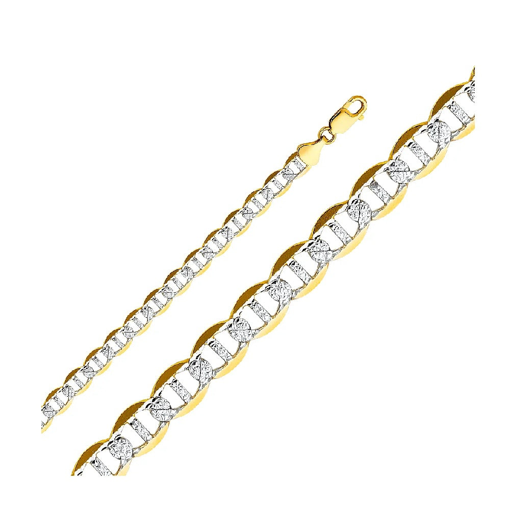 8.5" 7.7mm Flat Mariner Designer Bracelet in 14k Yellow & White Gold