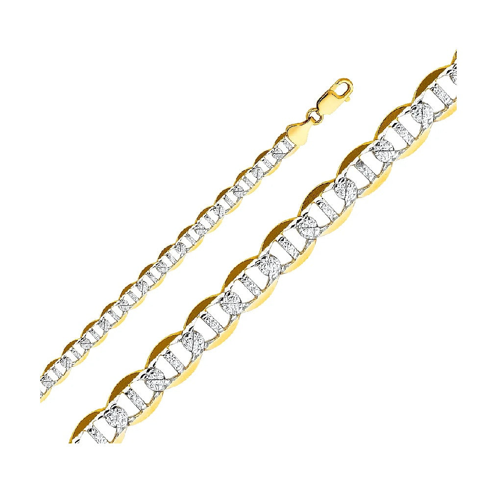 26" 7.7mm Flat Mariner Designer Chain in 14k Yellow & White Gold
