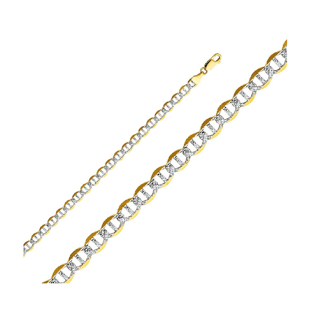 7.5" 5.5mm Flat Mariner Designer Bracelet in 14k Yellow & White Gold