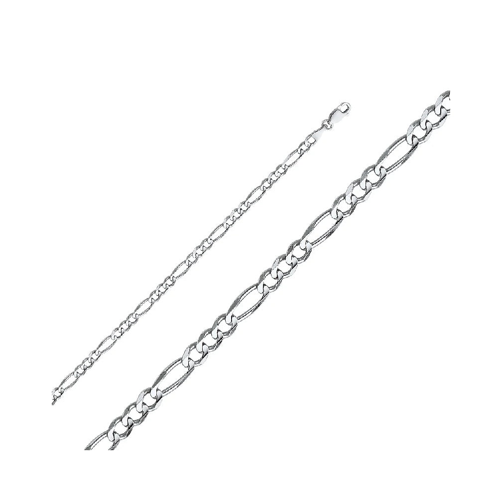 18" 3.1mm Figaro 3+1 Concave Chain in 14k Yellow & White Gold
