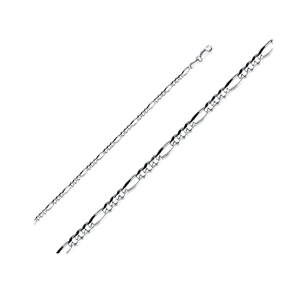 7.0 Figaro 3+1 Concave Bracelet in 14k Yellow or White Gold