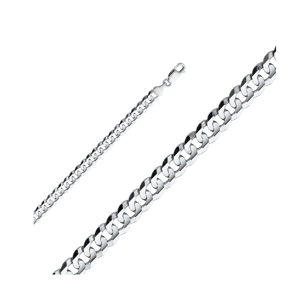 22" 6.9mm Miami Cuban Concave Necklace in 14k White Gold