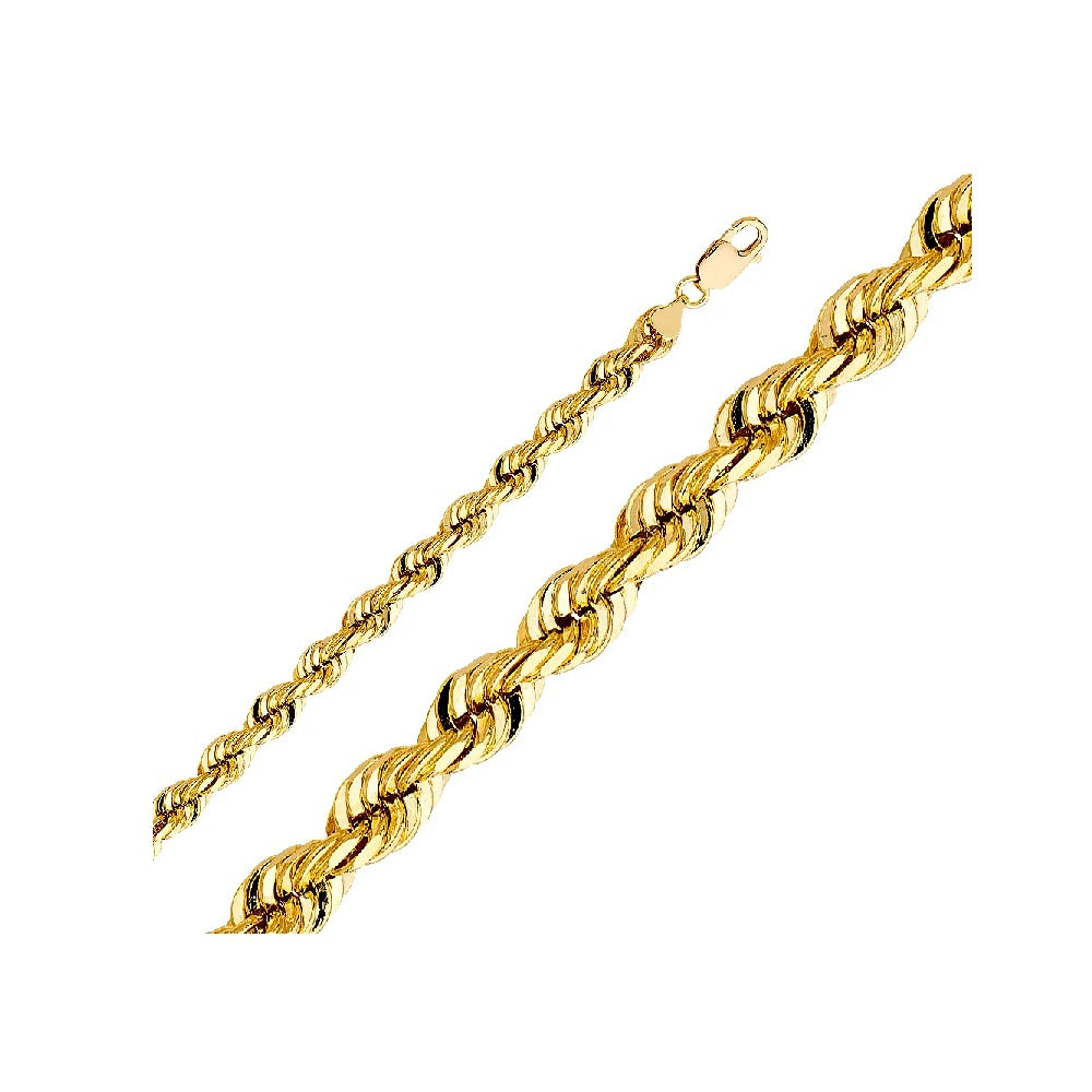 26" 7.0mm Solid Rope Chain in 14k Yellow Gold