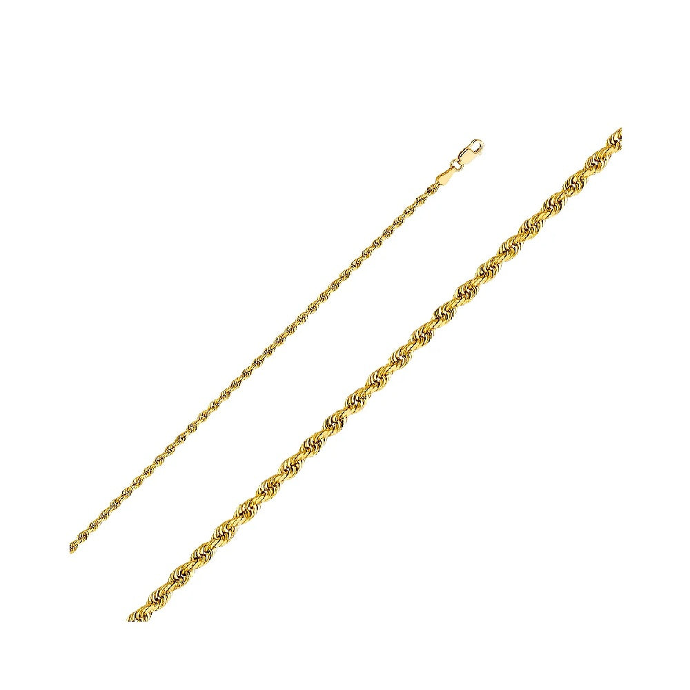 18" 2.4mm Rope Chain in 14k Yellow Gold