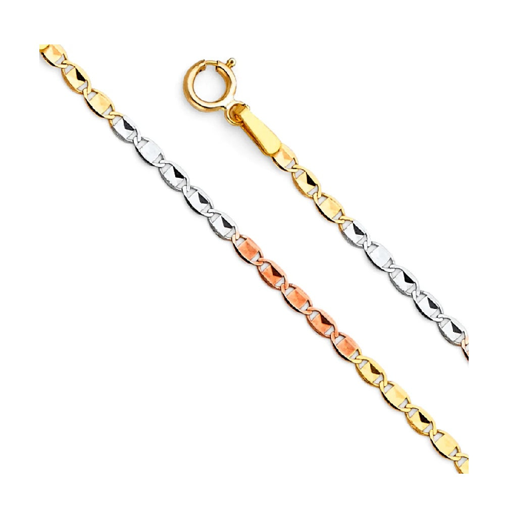 16" 1.6mm Mariner Chain in 14k Yellow, White & Rose Gold