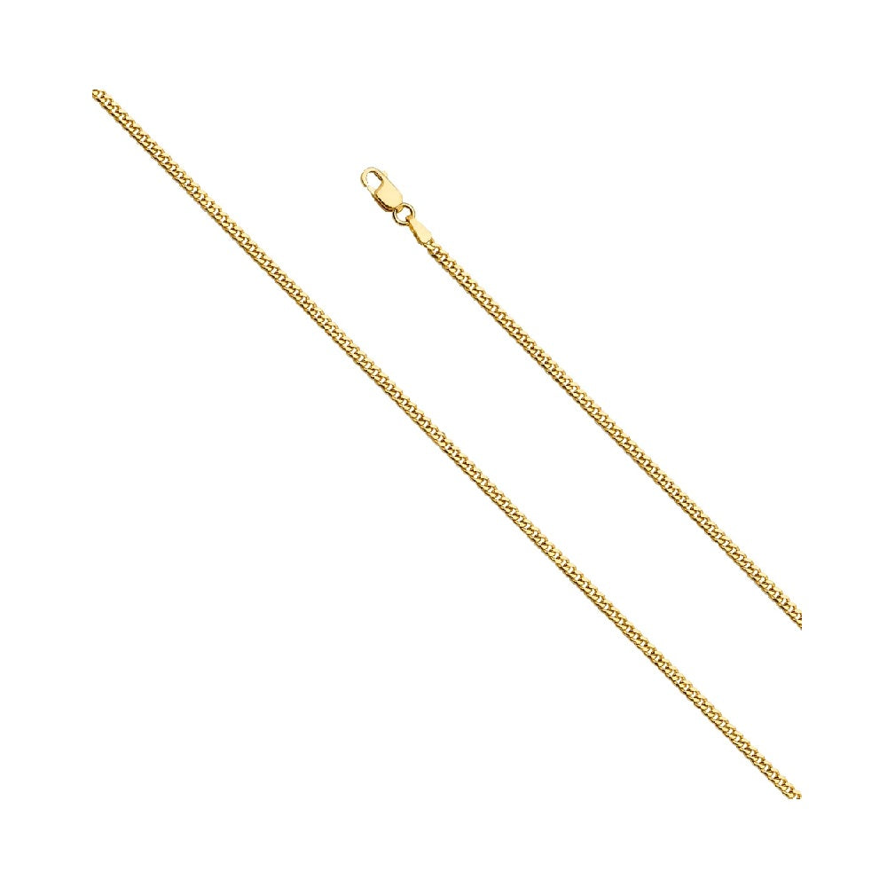 22" 2.2mm Solid Miami Cuban Chain in 14k Yellow Gold