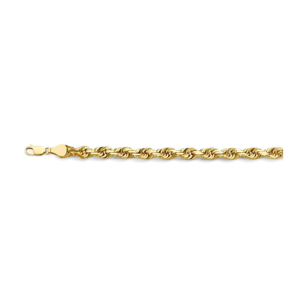 9.0" 7.8mm Solid Rope Bracelet in 14k Yellow Gold