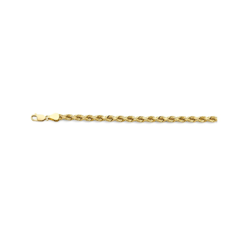 8.5" 6.4mm Solid Rope Bracelet in 14k Yellow Gold