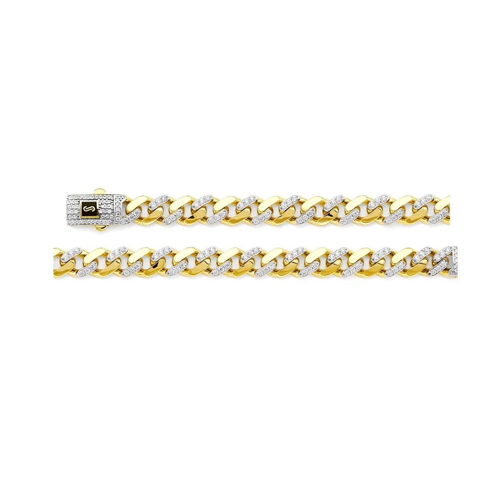 20" 6.5mm Miami Cuban Link Necklace with Lab Diamonds in 14k Yellow Gold