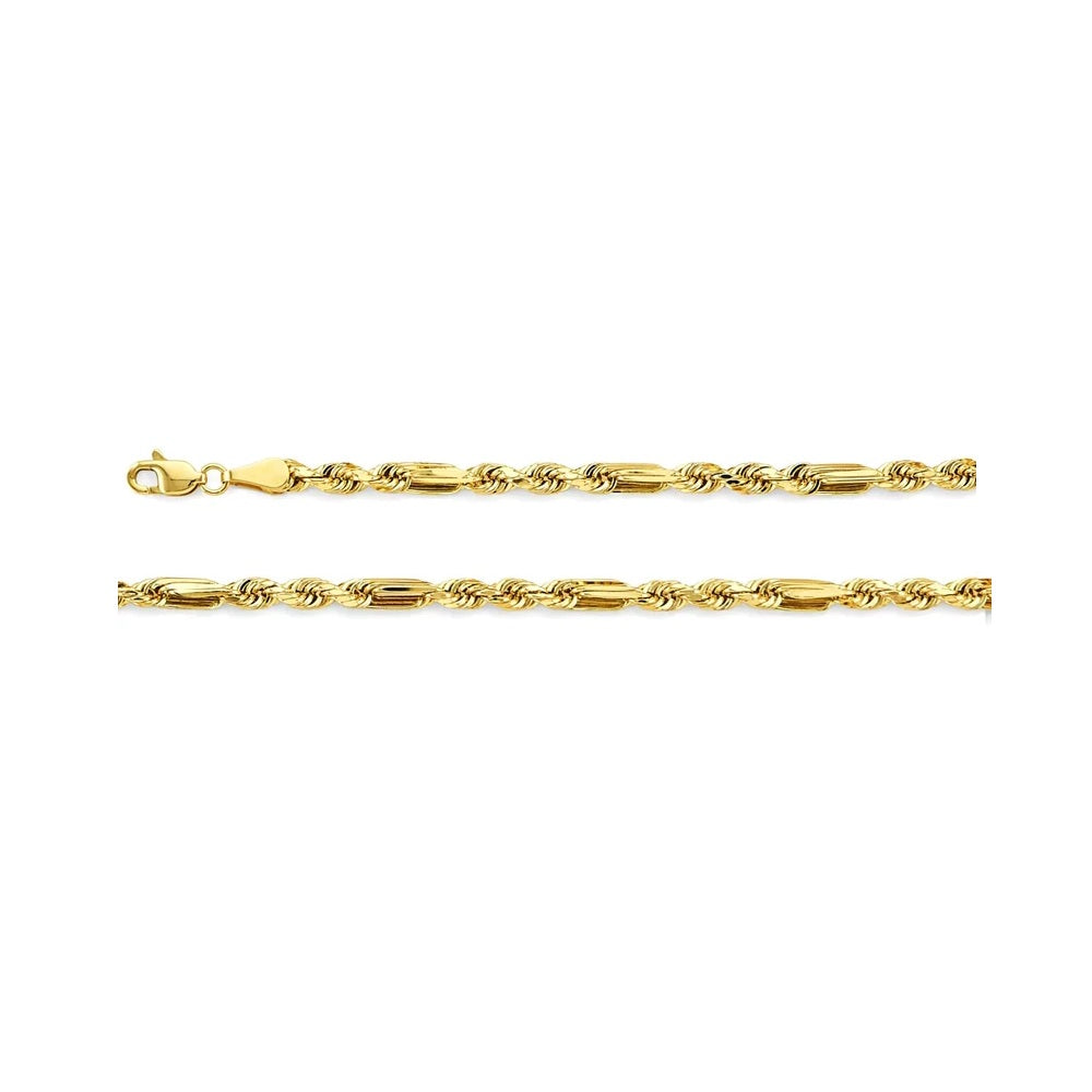 26" 3.5mm Hollow Figaro Rope Chain in 14k Yellow Gold