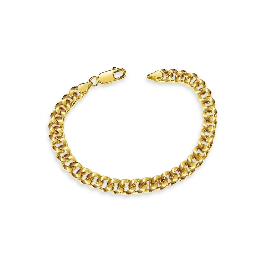 8.5" 10.0mm Solid Beveled Curb Chain Bracelet in 14k Yellow Gold
