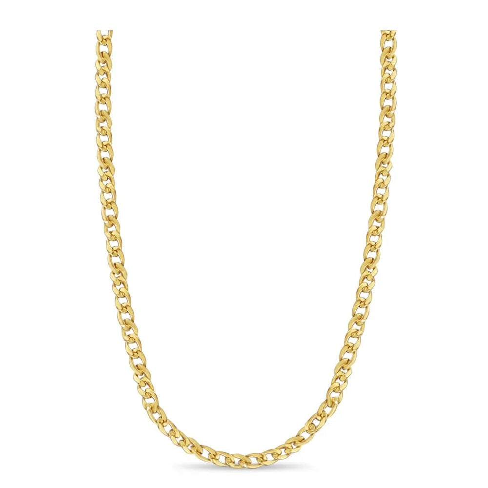26" 8.0mm Solid Beveled Curb Chain in 14k Yellow Gold