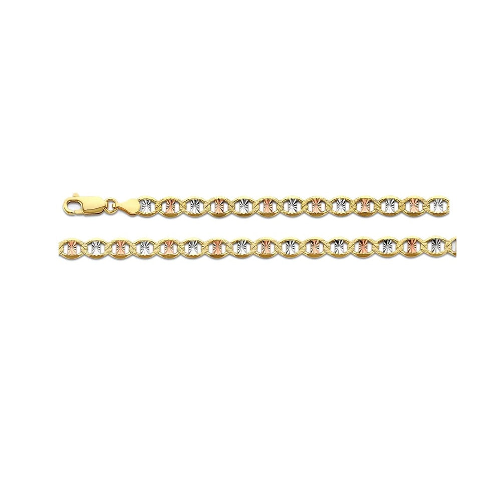 24" 5.4mm Flat Mariner Star Chain in 14k Yellow, White & Rose Gold