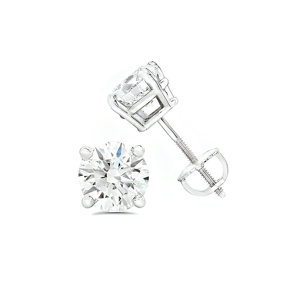 6.00 ct. Natural Round Diamonds Screw Back Earrings in 18k White Gold