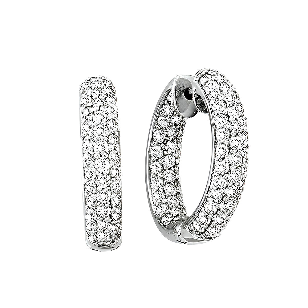 4.00 ct. Natural Round Diamonds Hoop Earrings Set in 14k White Gold