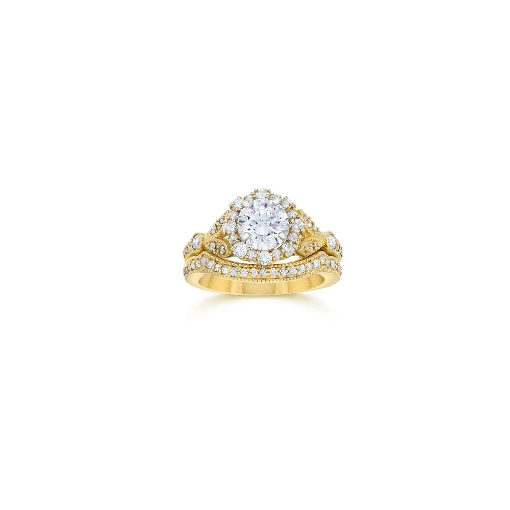 1.50 ct. Round Diamonds Engagement Ring & Wedding Band in 14k Yellow Gold